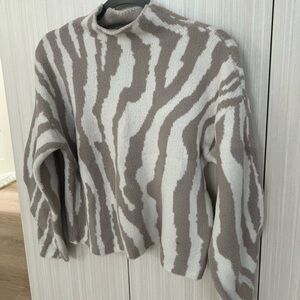 Striped Print Mock Neck Sweater